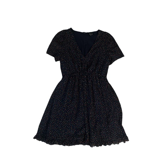 Madewell Dresses & Skirts - Women 0 Madewell Flutter-Sleeve Ruffle-Hem Mini Dress in Sugar Polka Dot Navy